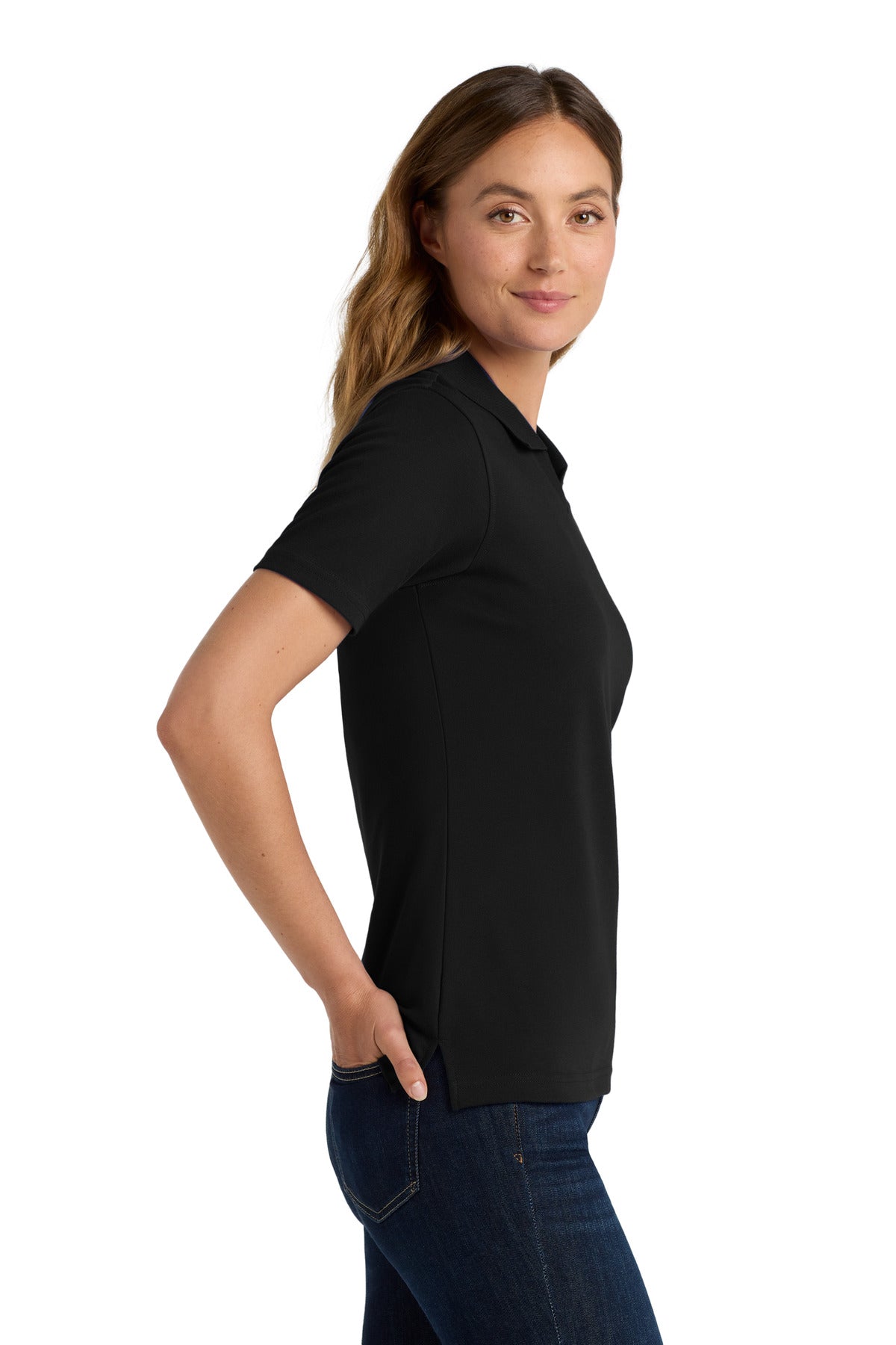 Jet Black Port Authority Women's Rapid Dry Polo. L455
