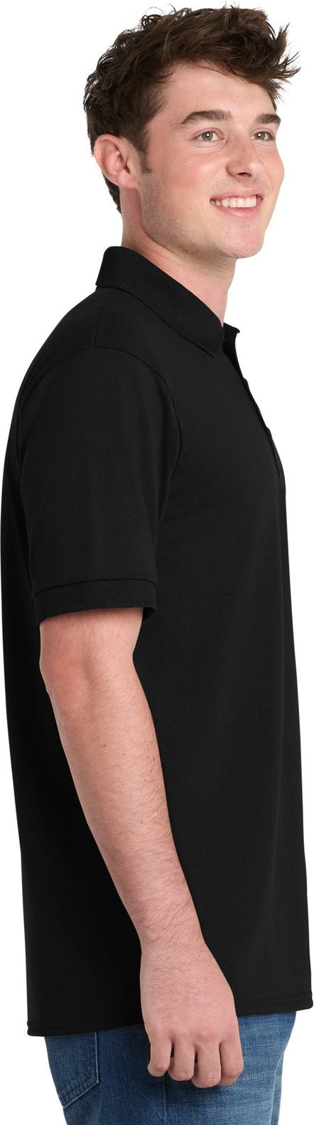 Jet Black Port & Co Core Blend Jersey Knit Polo. KP55