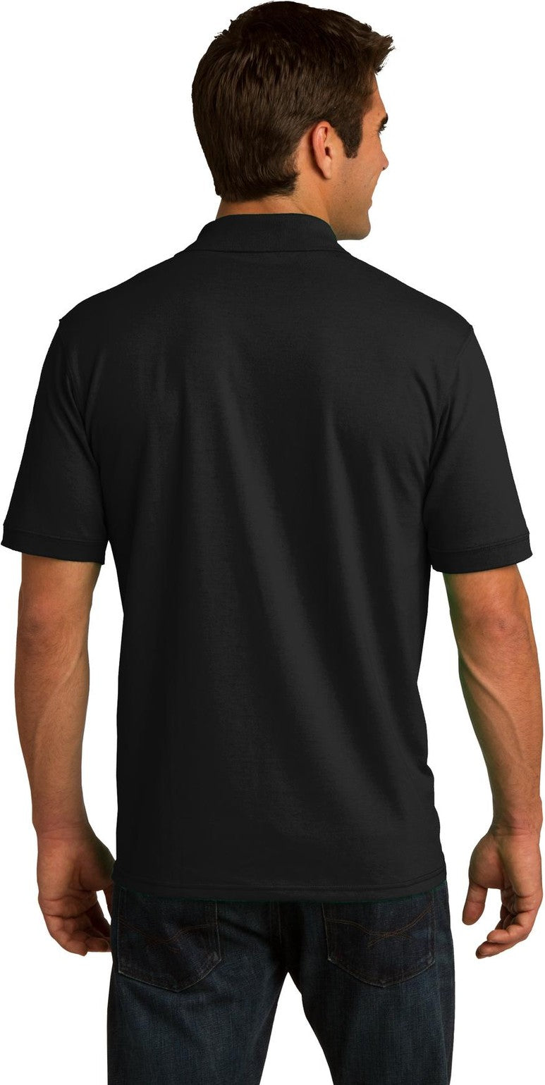 Jet Black Port & Co Core Blend Jersey Knit Polo. KP55
