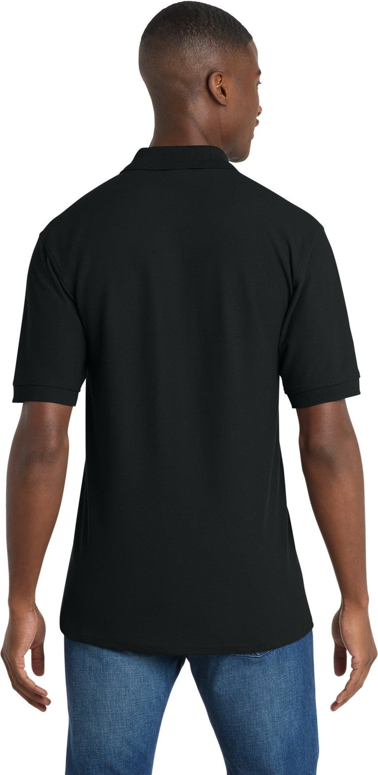 Jet Black Port & Co Core Blend Pique Polo. KP155