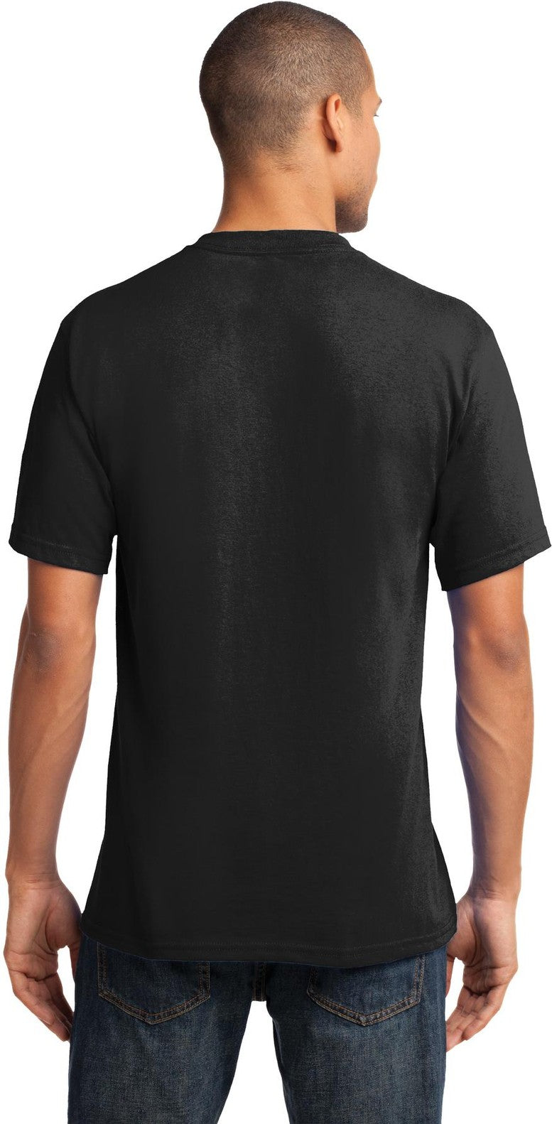 Jet Black Port & Co Core Cotton V-Neck Tee. PC54V