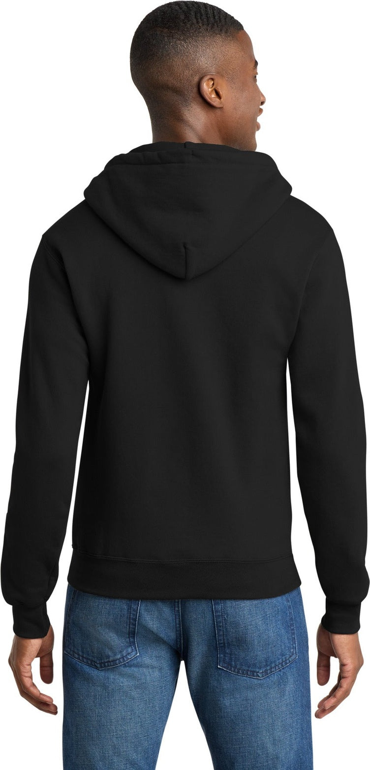 Jet Black Port & Co Core Fleece Full-Zip Hooded Sweatshirt. PC78ZH