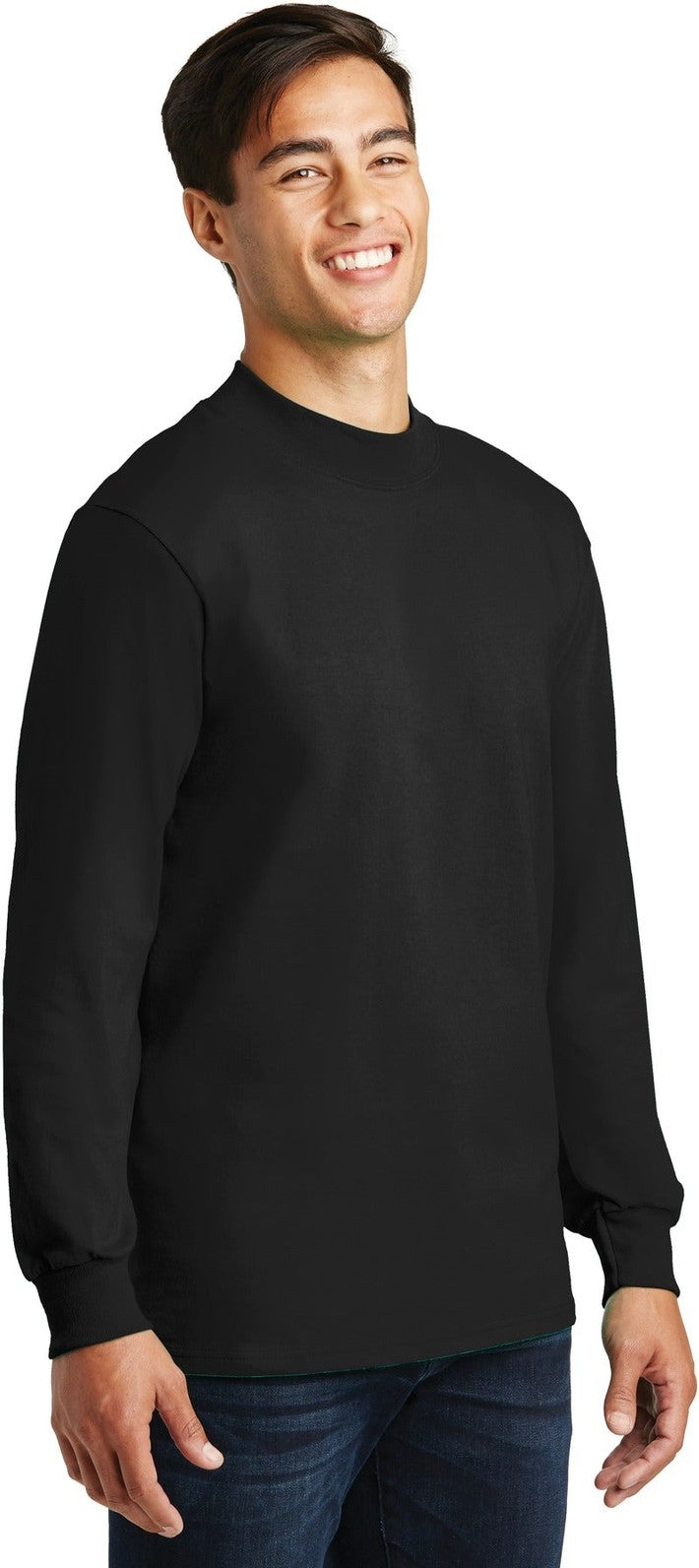 Jet Black Port & Co Essential Mock Turtleneck. PC61M