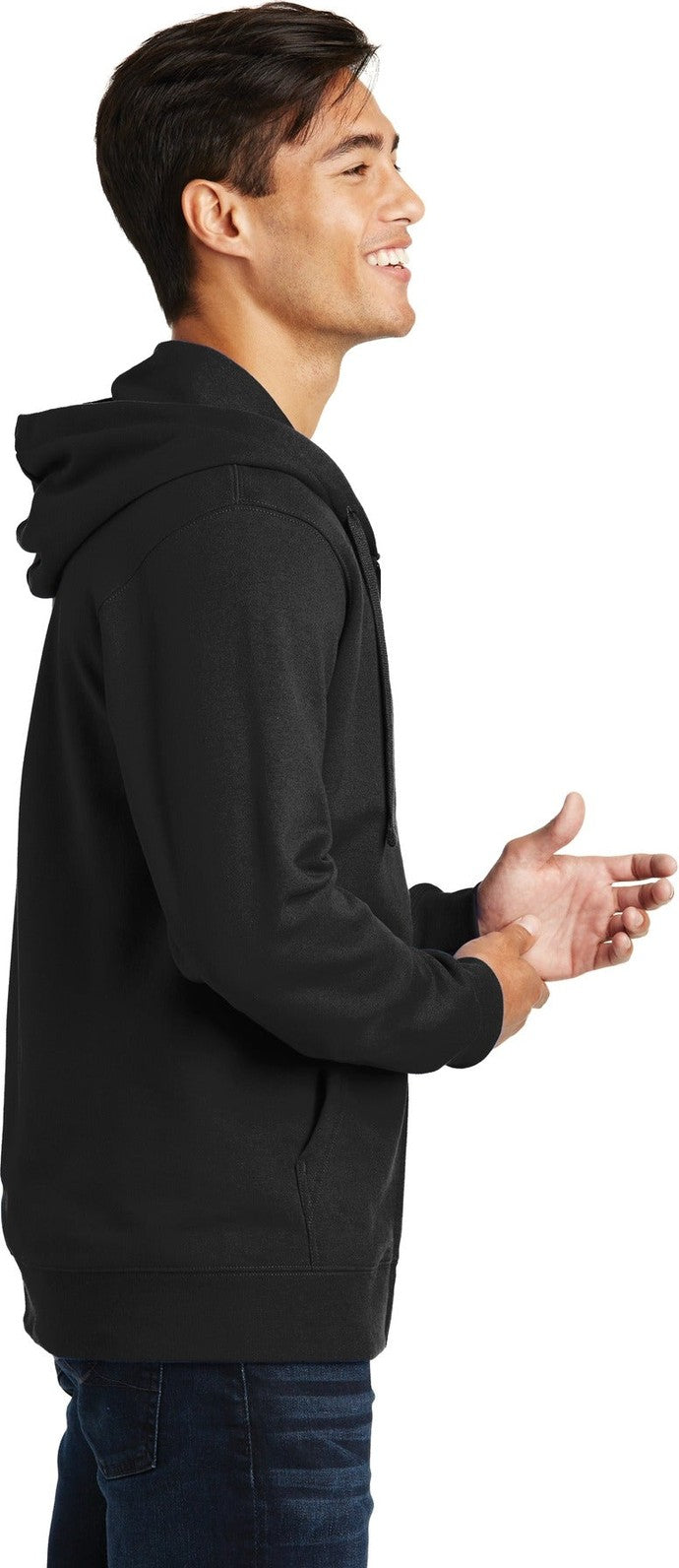 Jet Black Port & Co Fan Favorite Fleece Full-Zip Hooded Sweatshirt. PC850ZH