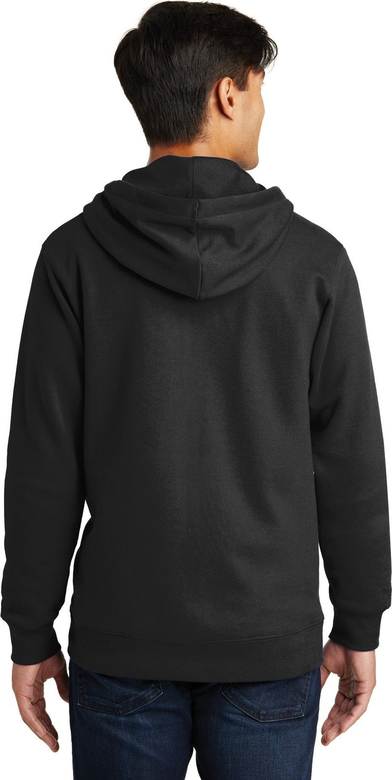 Jet Black Port & Co Fan Favorite Fleece Full-Zip Hooded Sweatshirt. PC850ZH