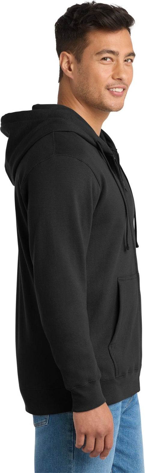 Jet Black Port & Co Fan Favorite Fleece Full-Zip Hooded Sweatshirt. PC850ZH