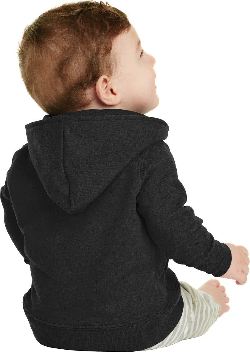 Jet Black Port & Co Infant Core Fleece Full-Zip Hooded Sweatshirt. CAR78IZH