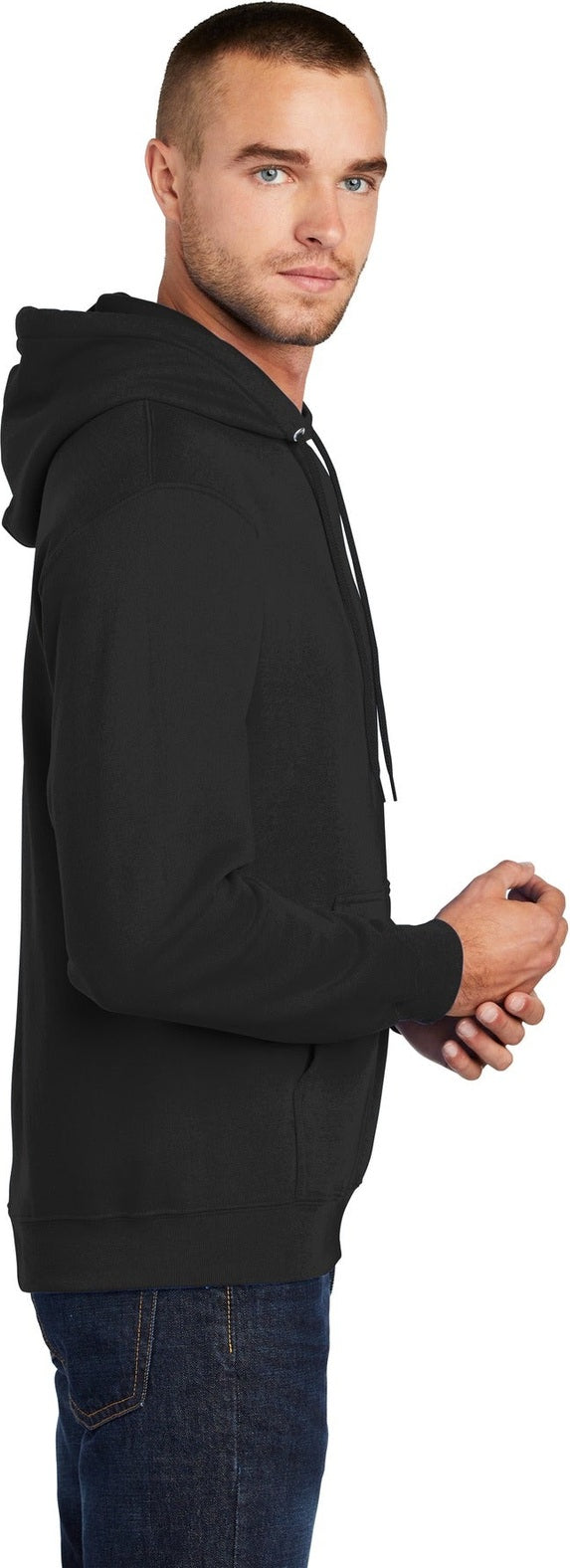 Jet Black Port & Co Tall Core Fleece Pullover Hooded Sweatshirt PC78HT