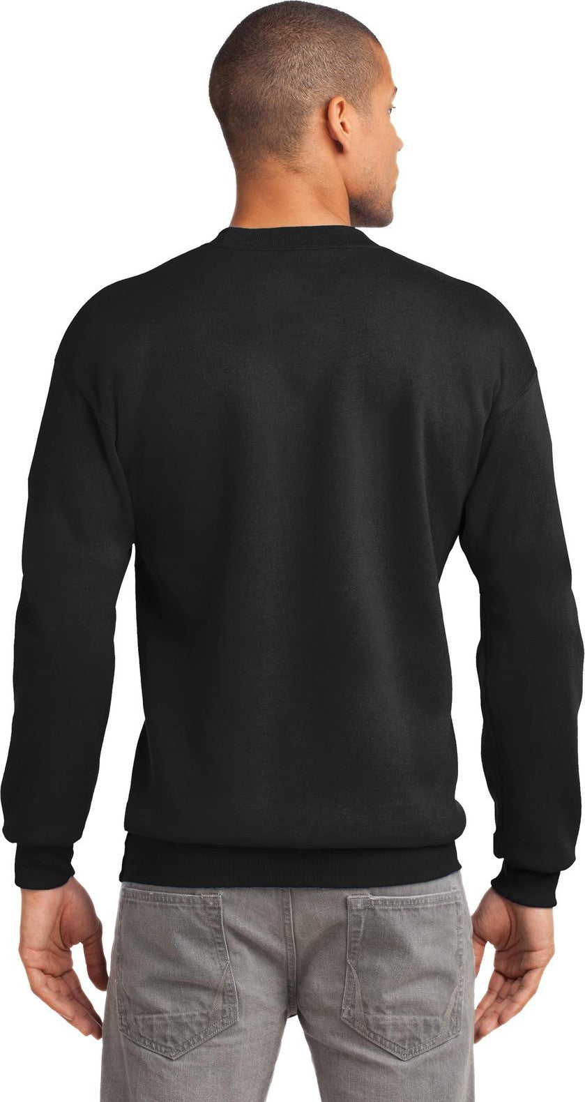 Jet Black Port & Co Tall Essential Fleece Crewneck Sweatshirt. PC90T