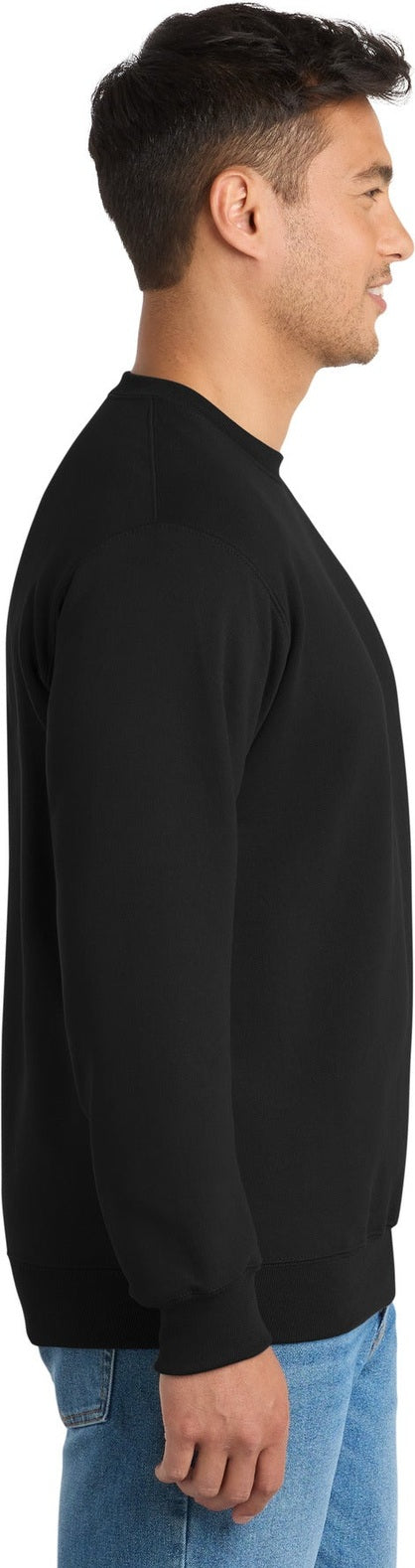 Jet Black Port & Co Tall Essential Fleece Crewneck Sweatshirt. PC90T