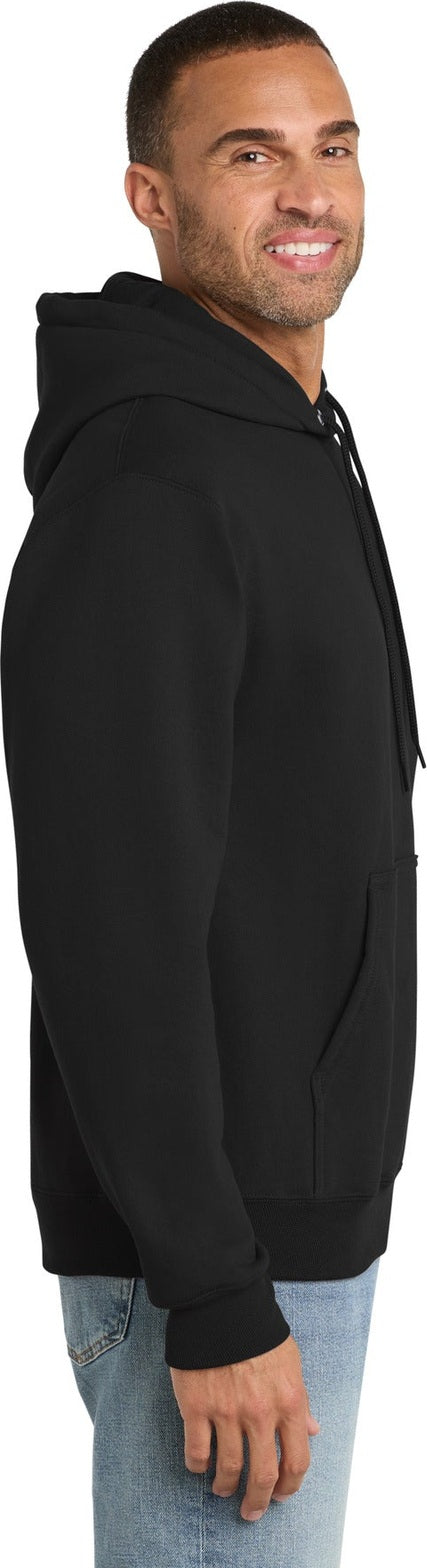 Jet Black Port & Co Tall Essential Fleece Pullover Hooded Sweatshirt. PC90HT