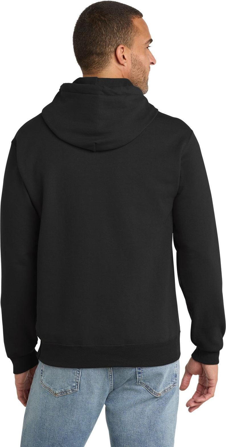 Jet Black Port & Co Tall Essential Fleece Pullover Hooded Sweatshirt. PC90HT