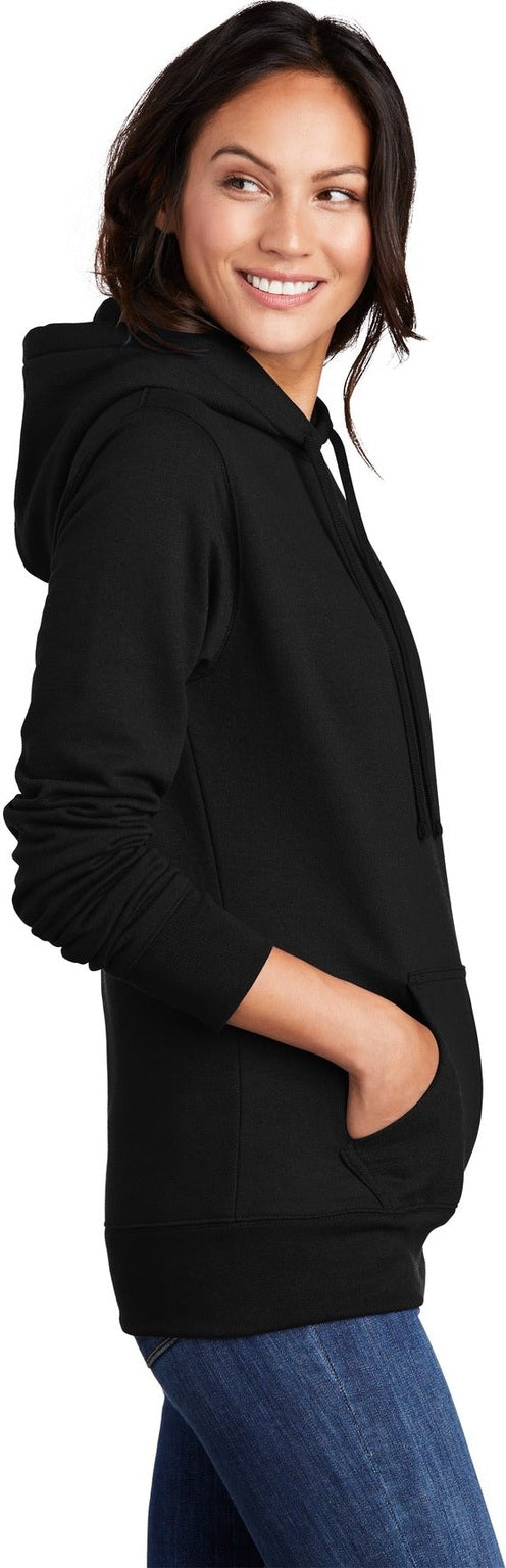 Jet Black Port & Co Women's Core Fleece Pullover Hooded Sweatshirt LPC78H