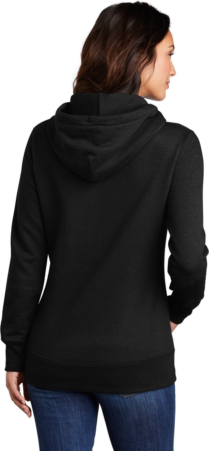 Jet Black Port & Co Women's Core Fleece Pullover Hooded Sweatshirt LPC78H