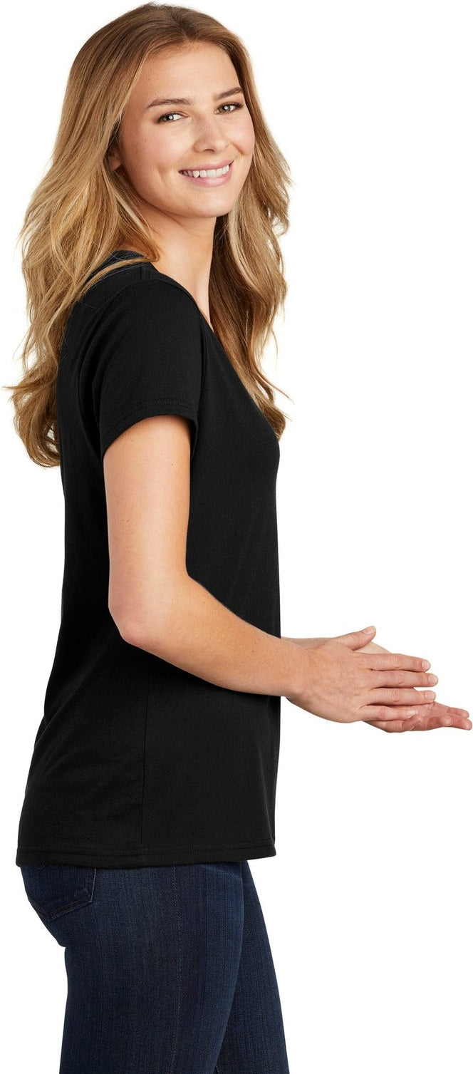 Jet Black Port & Co Women's Fan Favorite Blend V-Neck Tee. LPC455V