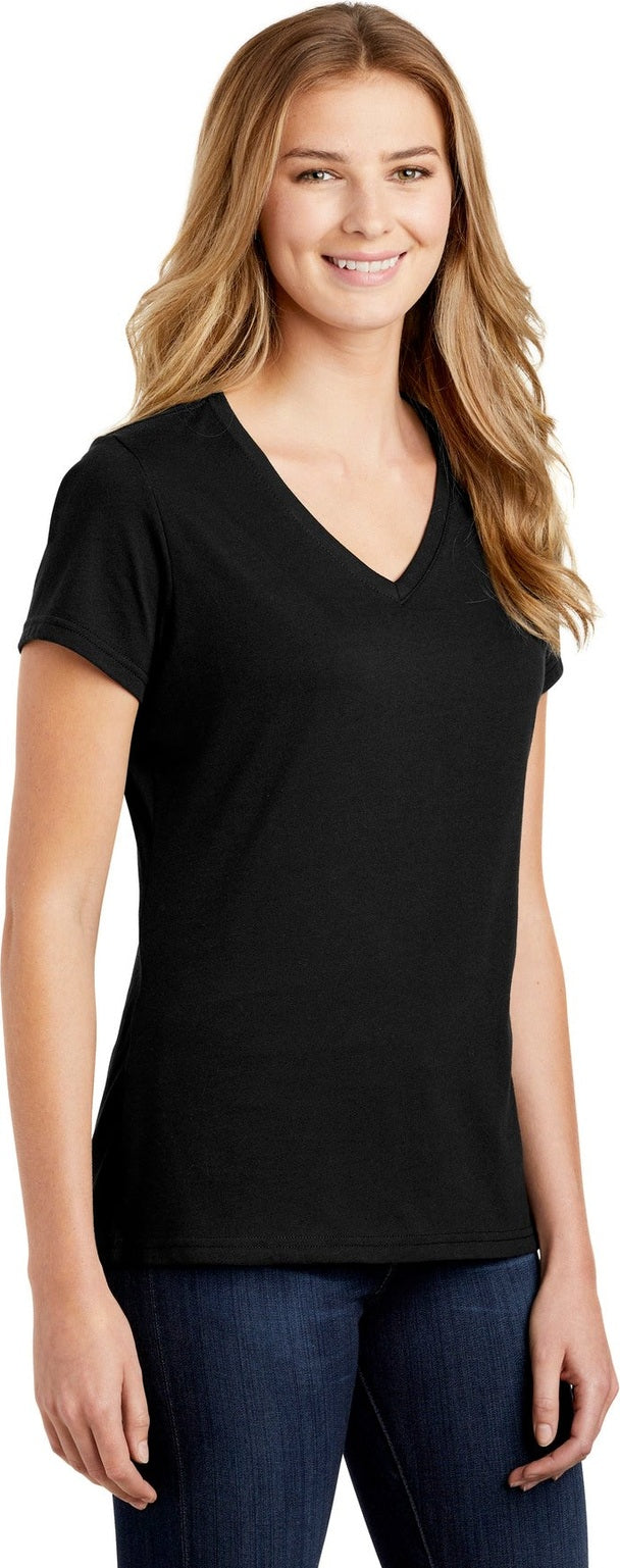 Jet Black Port & Co Women's Fan Favorite Blend V-Neck Tee. LPC455V