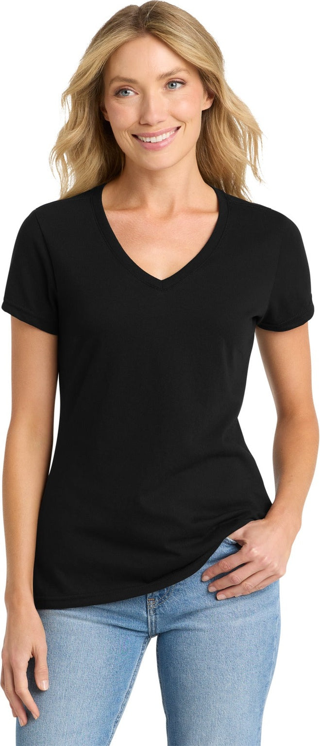 Jet Black Port & Co Women's Fan Favorite Blend V-Neck Tee. LPC455V