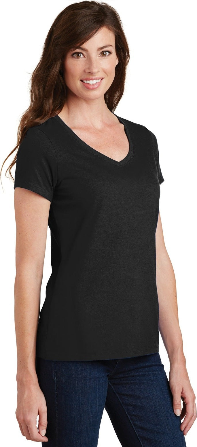 Jet Black Port & Co Women's Fan Favorite V-Neck Tee. LPC450V