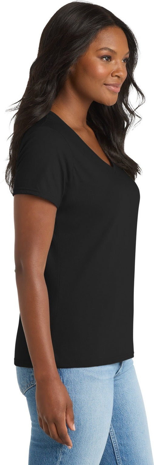 Jet Black Port & Co Women's Performance Blend V-Neck Tee. LPC381V