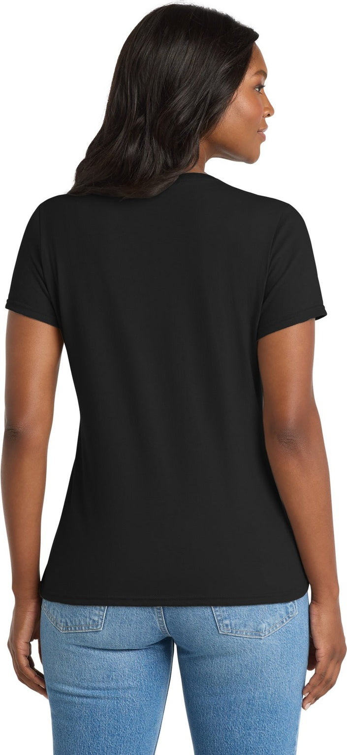Jet Black Port & Co Women's Performance Blend V-Neck Tee. LPC381V