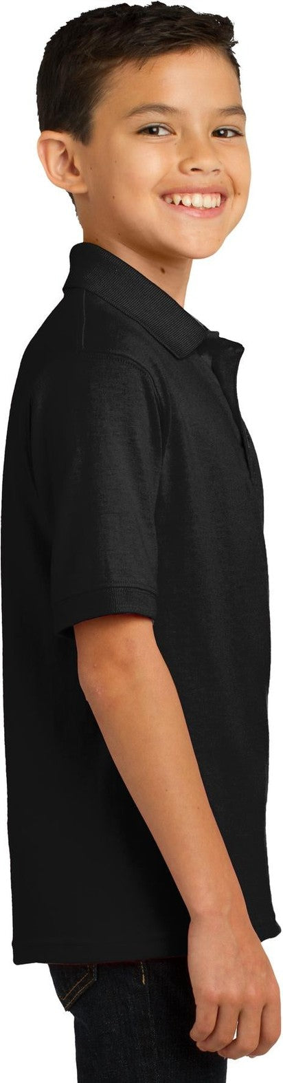 Jet Black Port & Co Youth Core Blend Jersey Knit Polo. KP55Y
