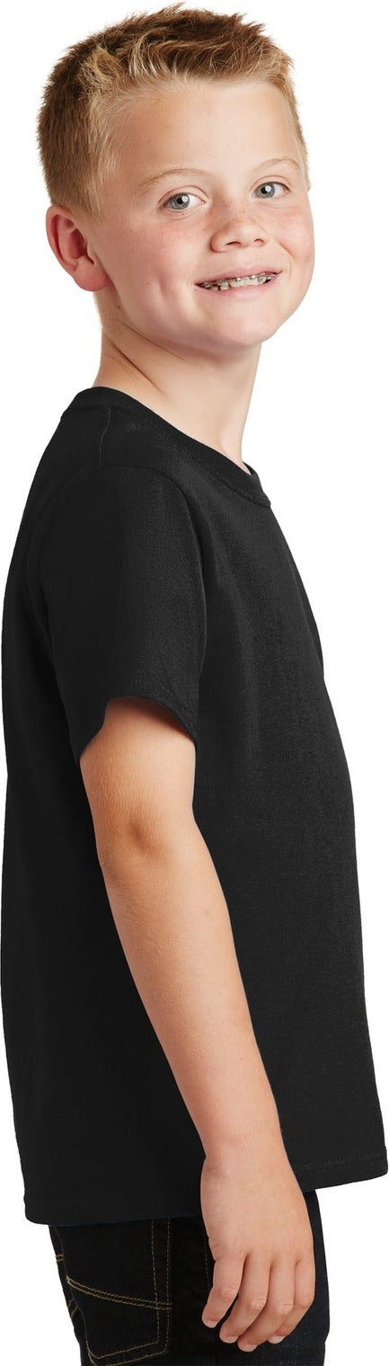 Jet Black Port & Co Youth Core Cotton Tee. PC54Y