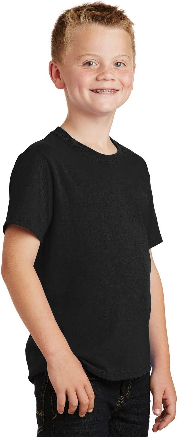 Jet Black Port & Co Youth Core Cotton Tee. PC54Y