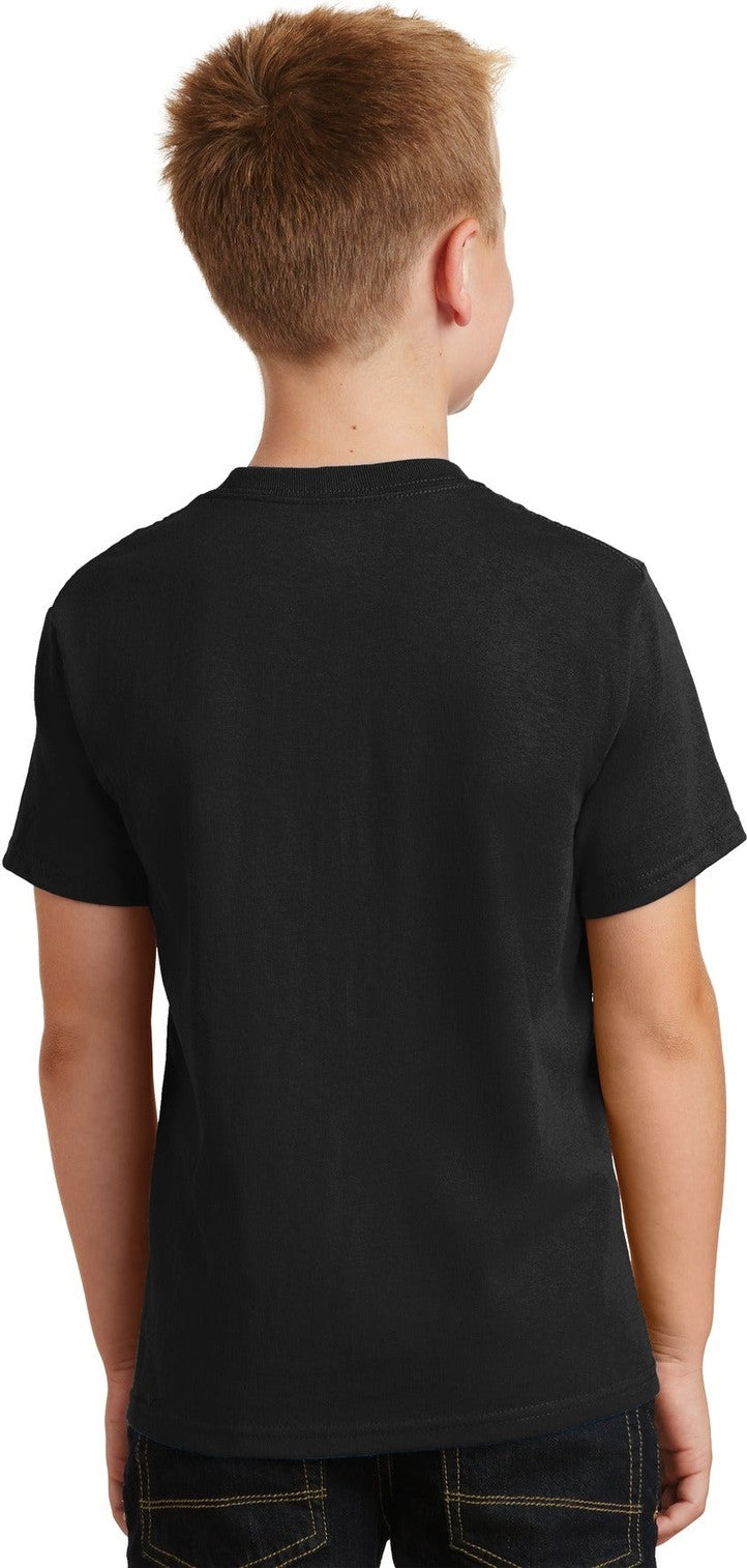 Jet Black Port & Co Youth Core Cotton Tee. PC54Y