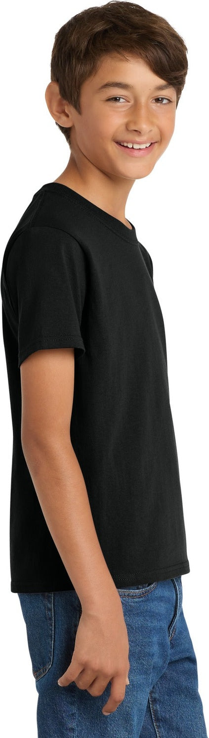 Jet Black Port & Co Youth Core Cotton Tee. PC54Y
