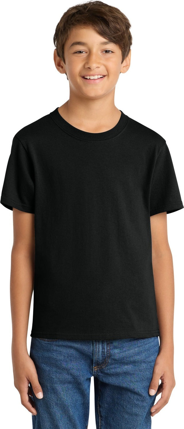 Jet Black Port & Co Youth Core Cotton Tee. PC54Y