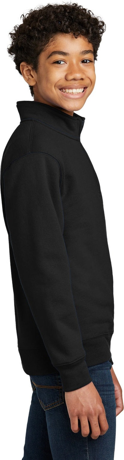JetBlack Port & Co Youth Core Fleece 1/4-Zip Pullover Sweatshirt PC78YQ