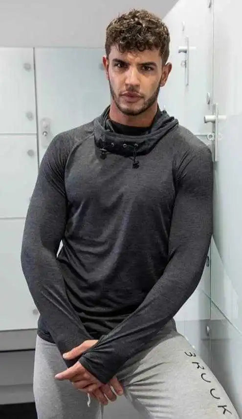 Just Cool Jca037 Mens Cowl Neck Top - Black Melange