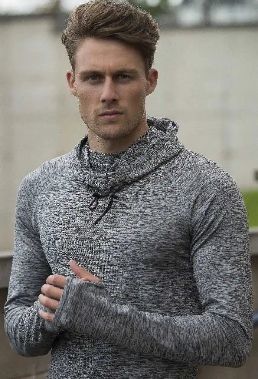 Just Cool Jca037 Mens Cowl Neck Top - Grey Melange