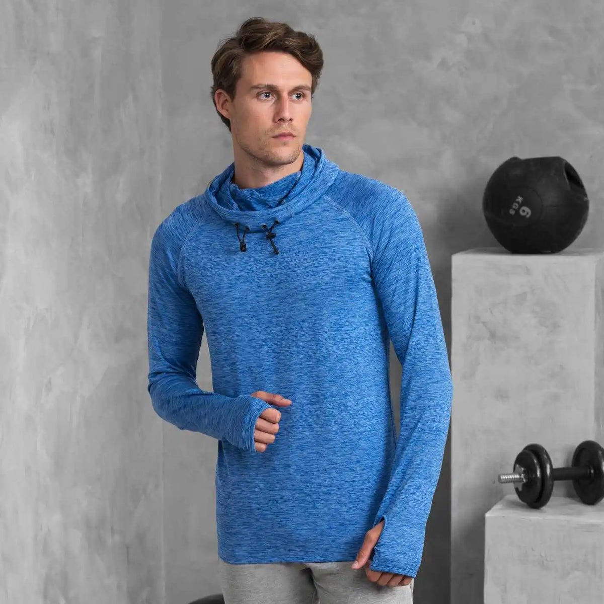 Just Cool Jca037 Mens Cowl Neck Top - Royal Melange