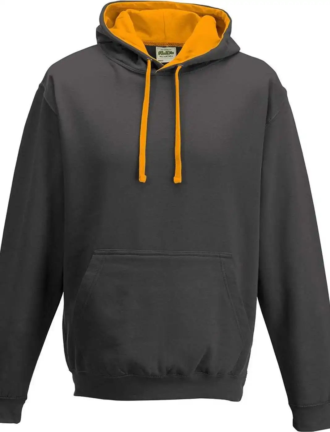 Just Hoods Jha003 Varsity Contrast Hoodie - Charcoal Orange Crush
