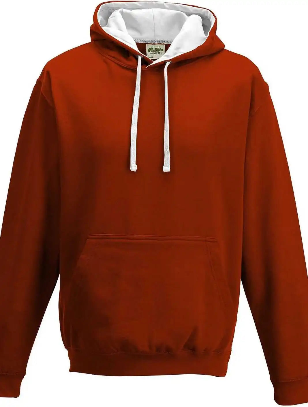 Just Hoods Jha003 Varsity Contrast Hoodie - Fire Red Arctic White