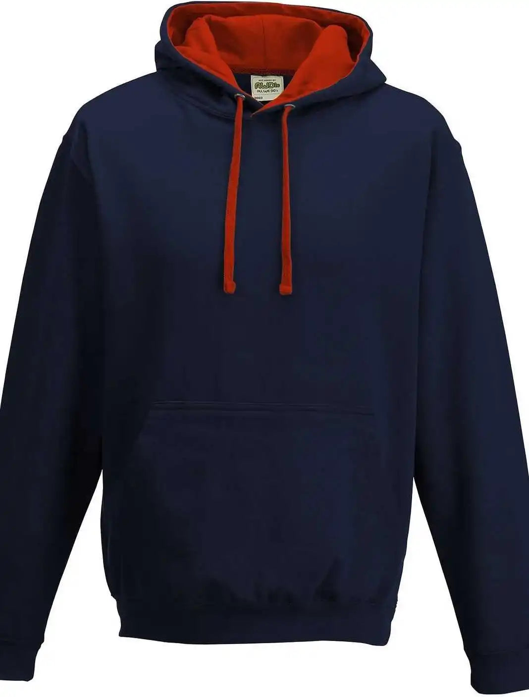 Just Hoods Jha003 Varsity Contrast Hoodie - French Navy Fire Red