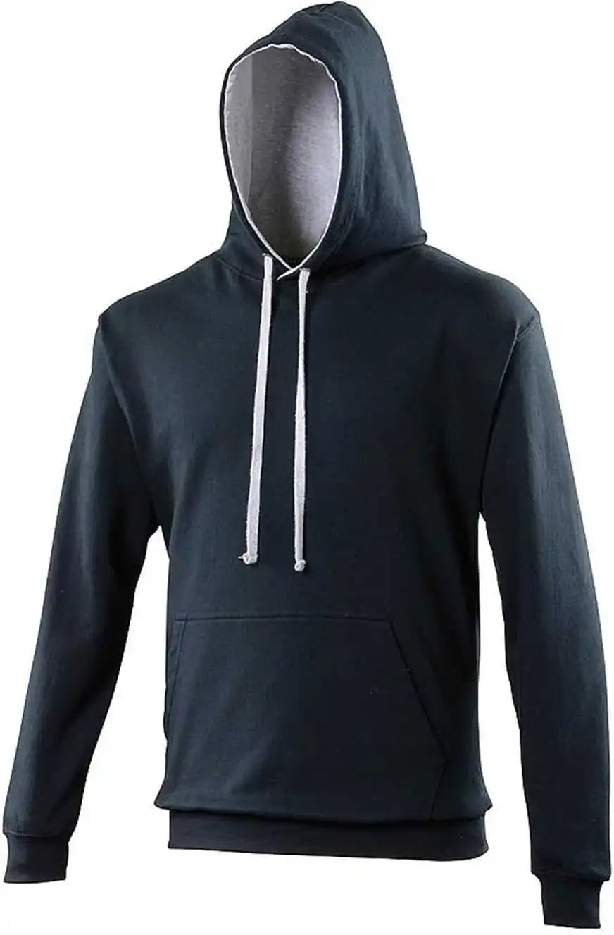 Just Hoods Jha003 Varsity Contrast Hoodie - French Navy Heather Gray