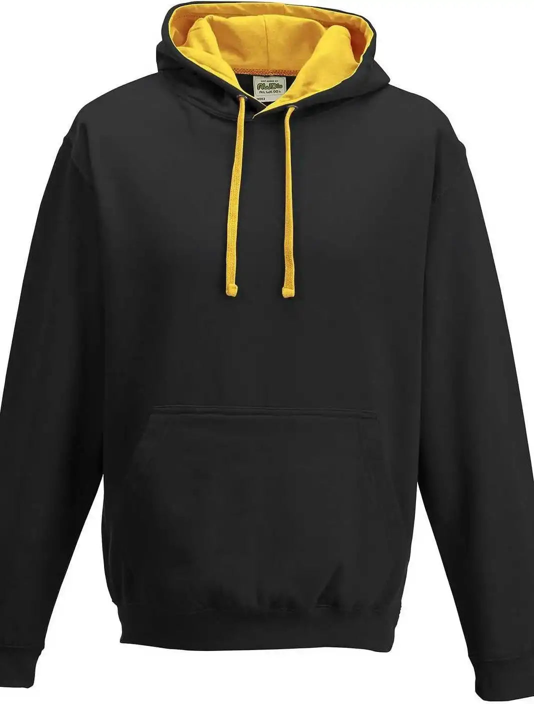 Just Hoods Jha003 Varsity Contrast Hoodie - Jet Black Gold