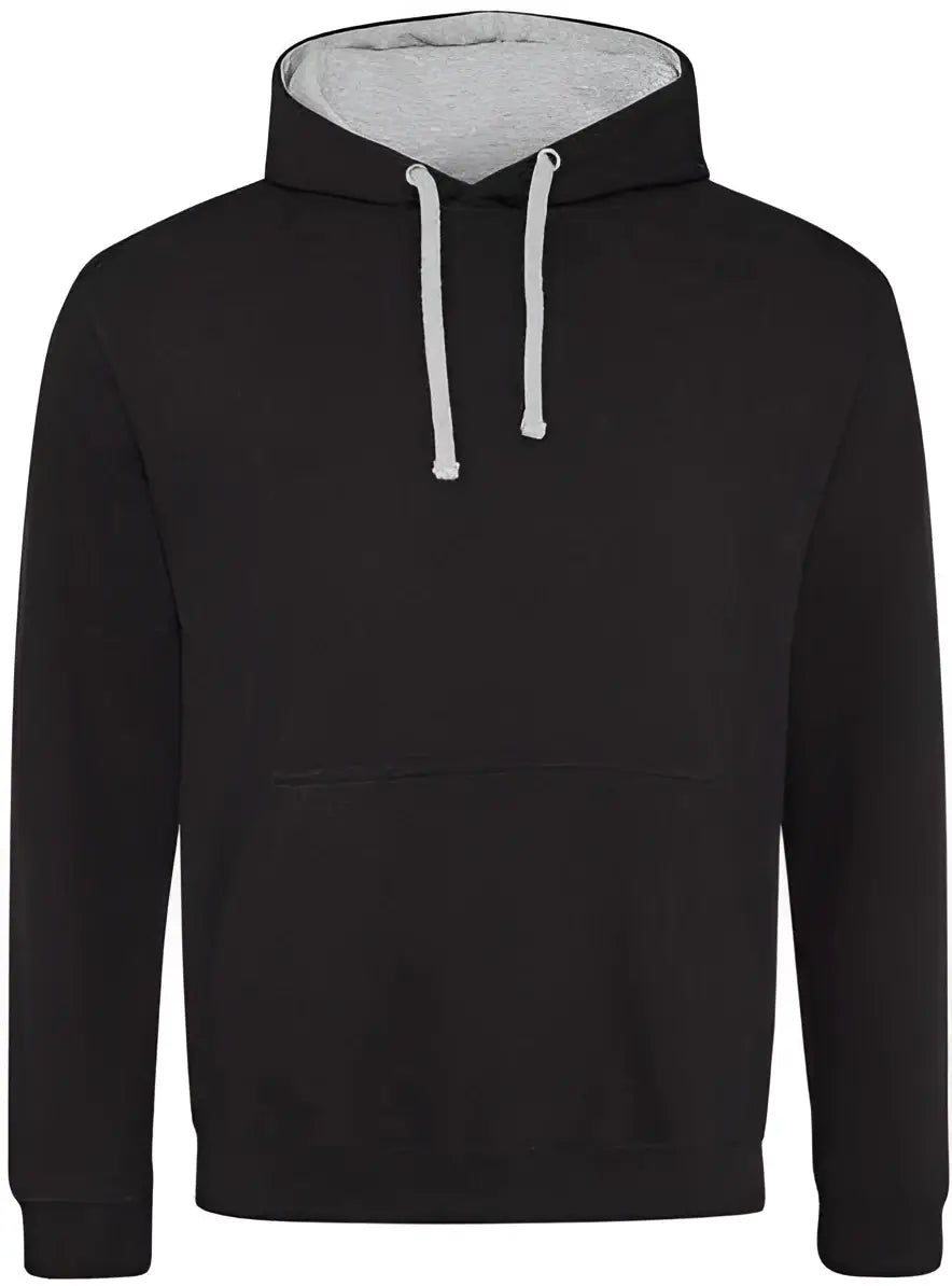 Just Hoods Jha003 Varsity Contrast Hoodie - Jet Black Heather Gray