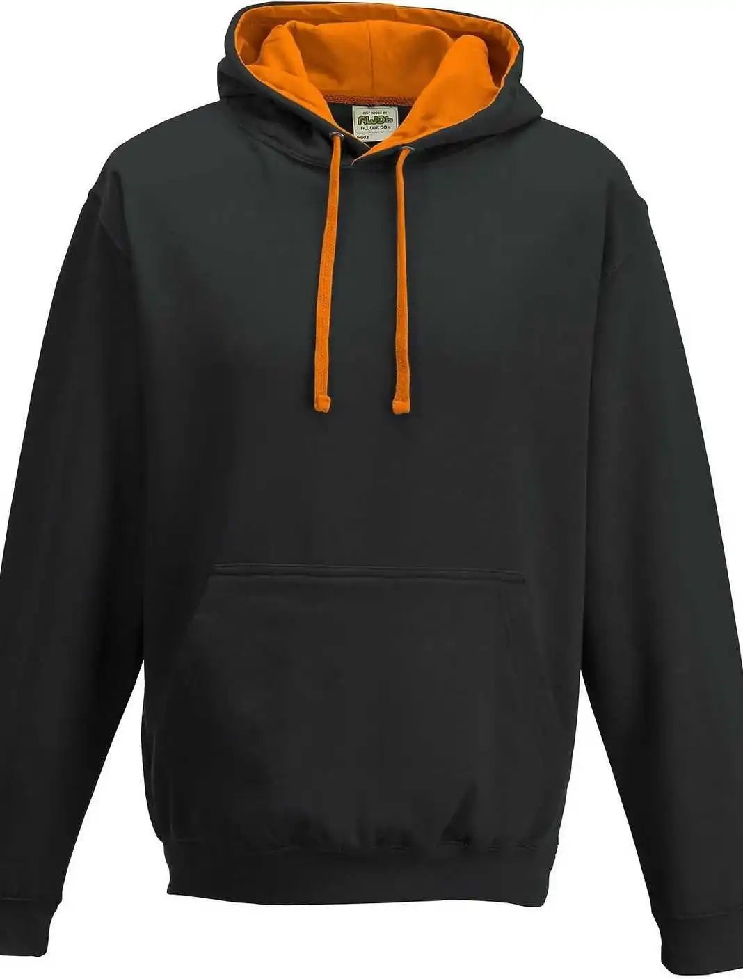 Just Hoods Jha003 Varsity Contrast Hoodie - Jet Black Orange Crush