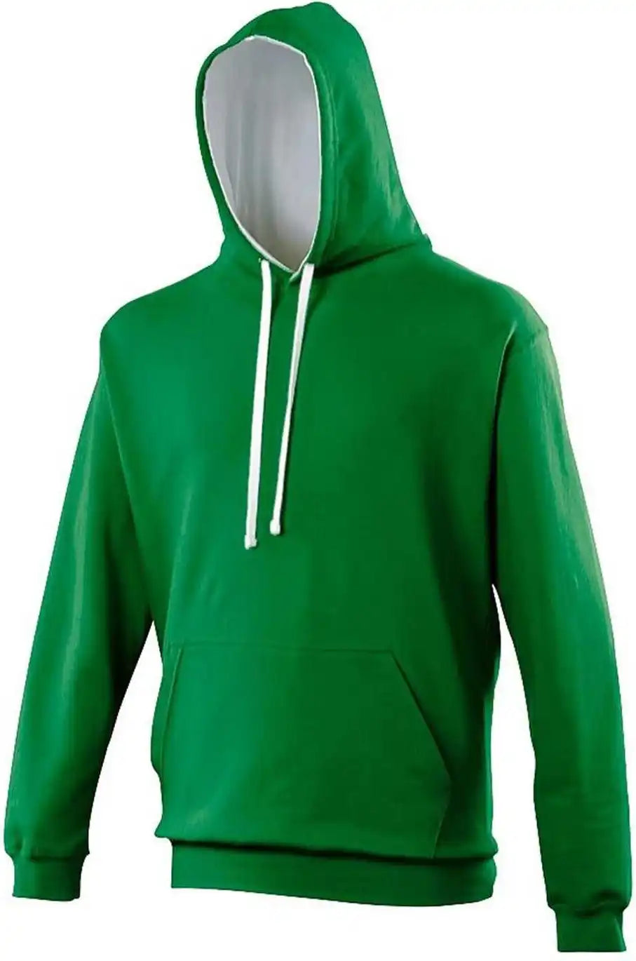 Just Hoods Jha003 Varsity Contrast Hoodie - Kelly Green Arctic White