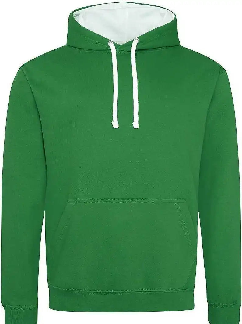 Just Hoods Jha003 Varsity Contrast Hoodie - Kelly Green Arctic White