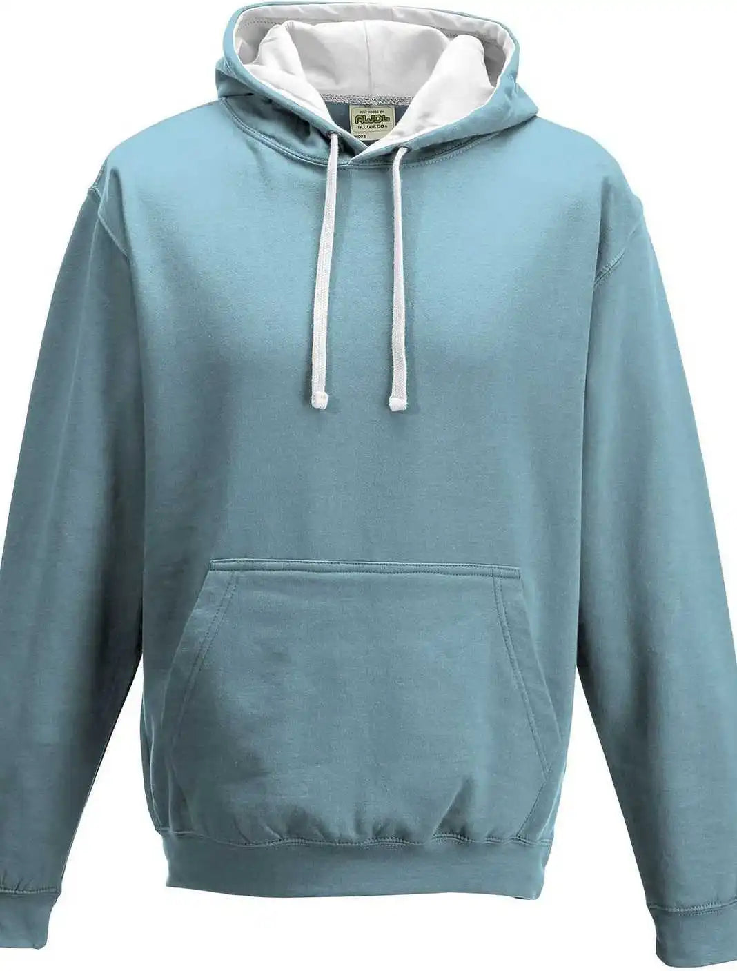 Just Hoods Jha003 Varsity Contrast Hoodie - Sky Blue Arctic White