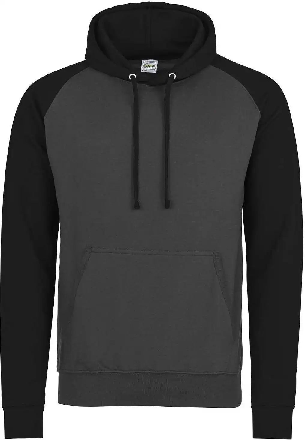 Just Hoods Jha009 Baseball Hoodie - Charcoal Jet Black