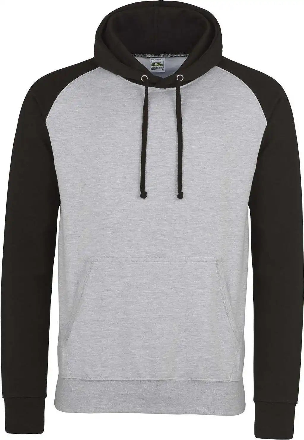 Just Hoods Jha009 Baseball Hoodie - Heather Gray Jet Black