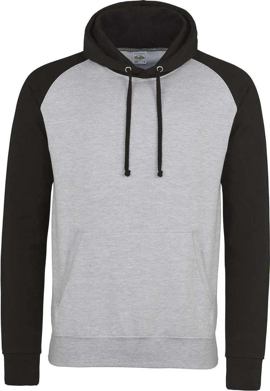 Just Hoods Jha009 Baseball Hoodie - Heather Gray Jet Black