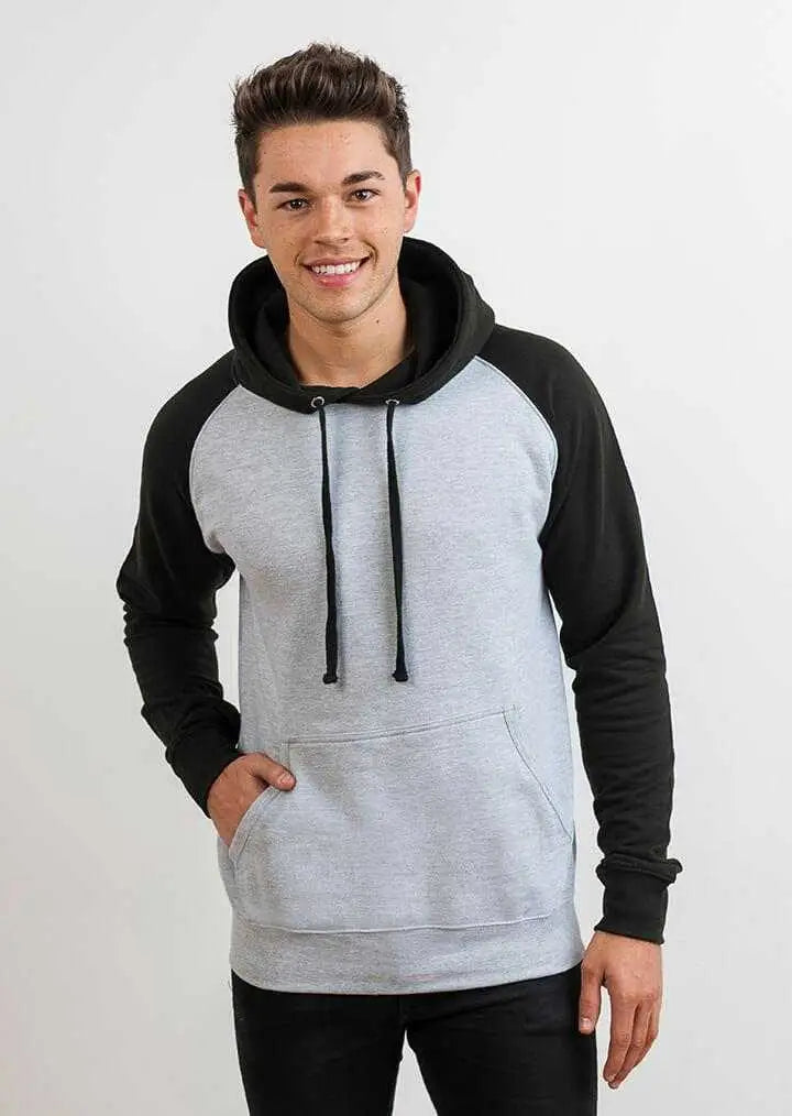 Just Hoods Jha009 Baseball Hoodie - Heather Gray Jet Black