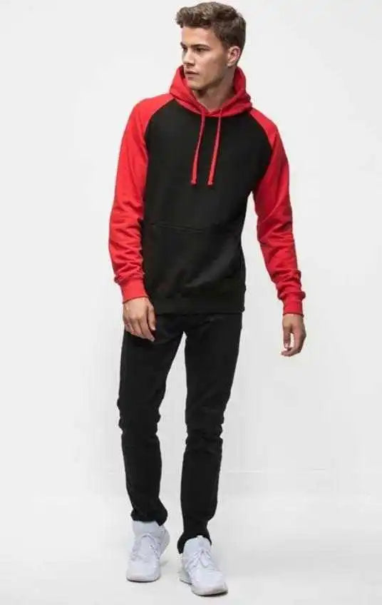 Just Hoods Jha009 Baseball Hoodie - Jet Black Fire Red