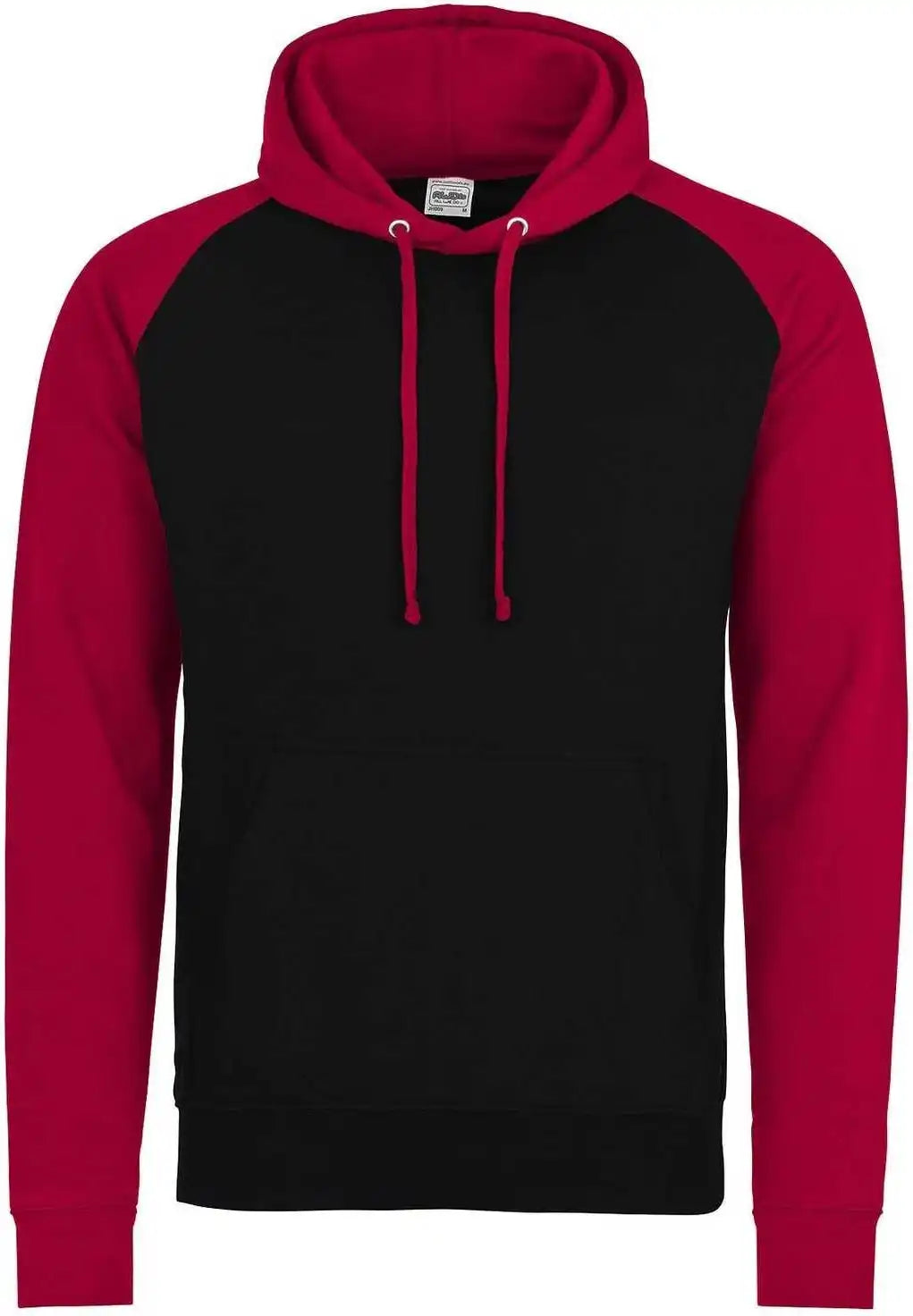 Just Hoods Jha009 Baseball Hoodie - Jet Black Fire Red